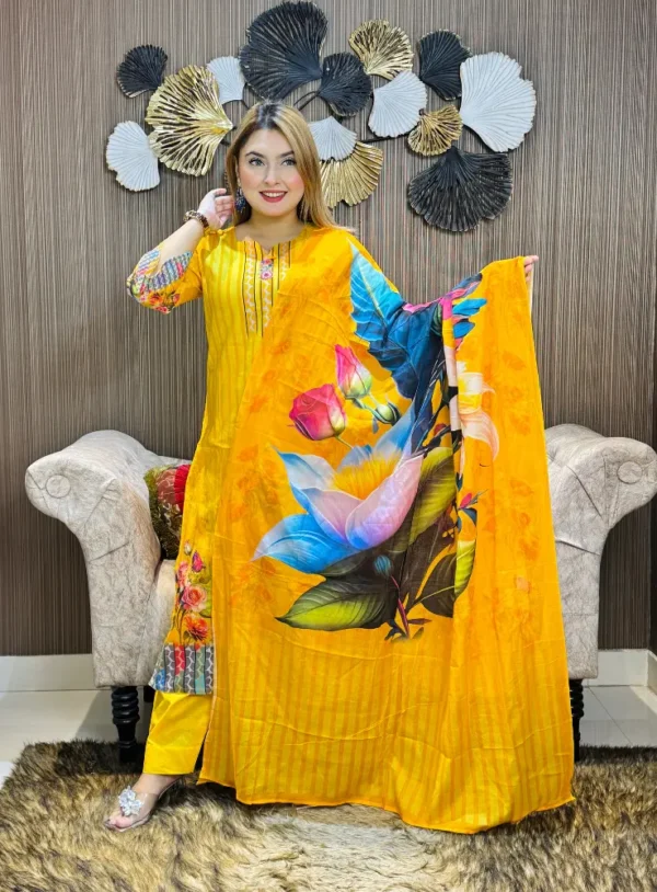Mustard Yellow Color Three Piece - Image 3
