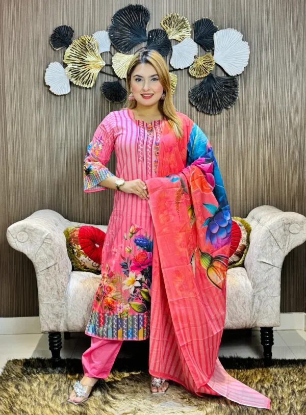 Sweet Pink Color Three Piece - Image 2